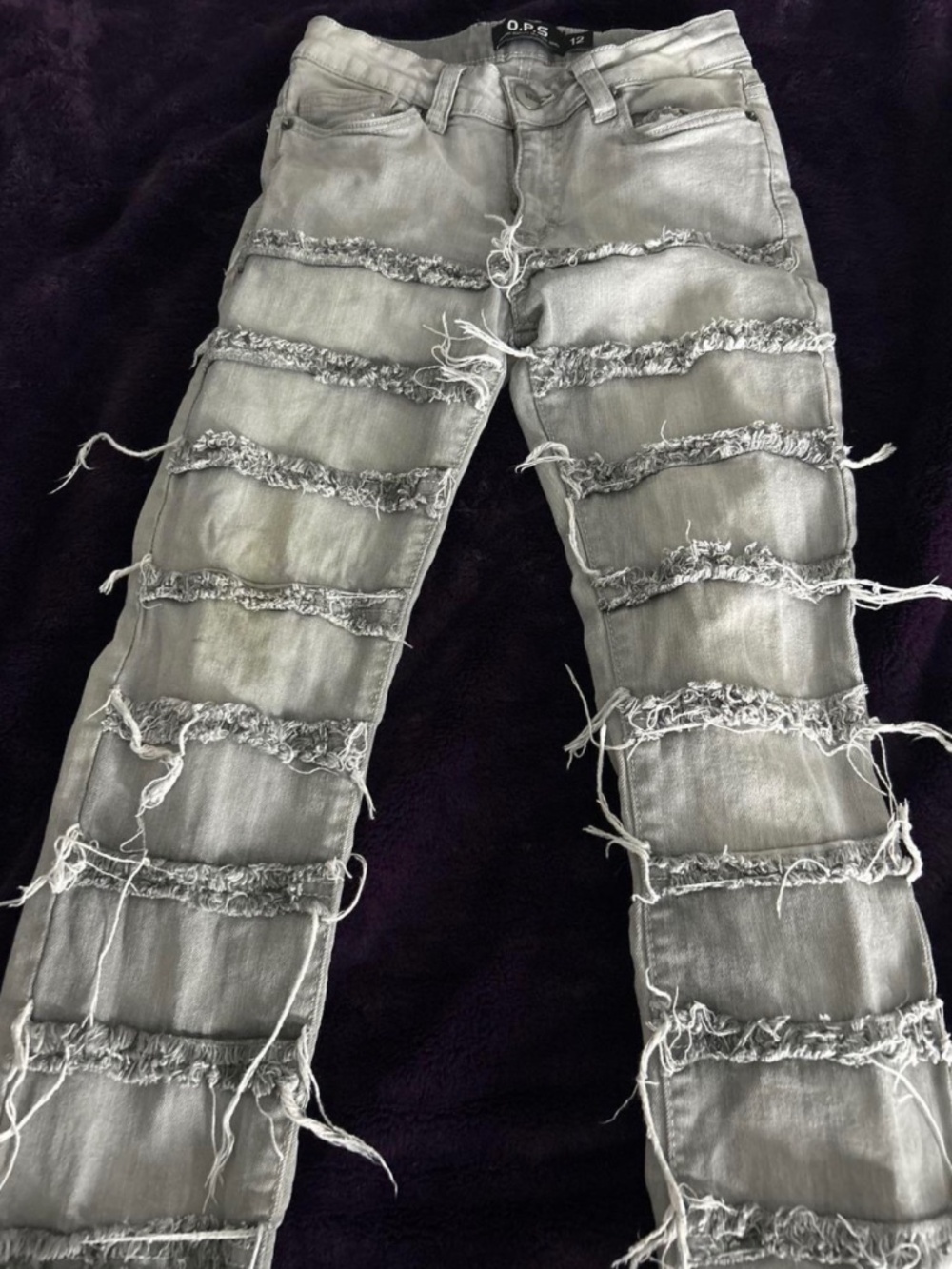 Boys Grey Fringe Jeans